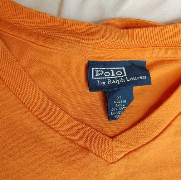 POLO BY RALPH LAUREN Classic Fit Cotton V-Neck T-Shirt, LifeBoat Orange XL - Picture 7 of 9